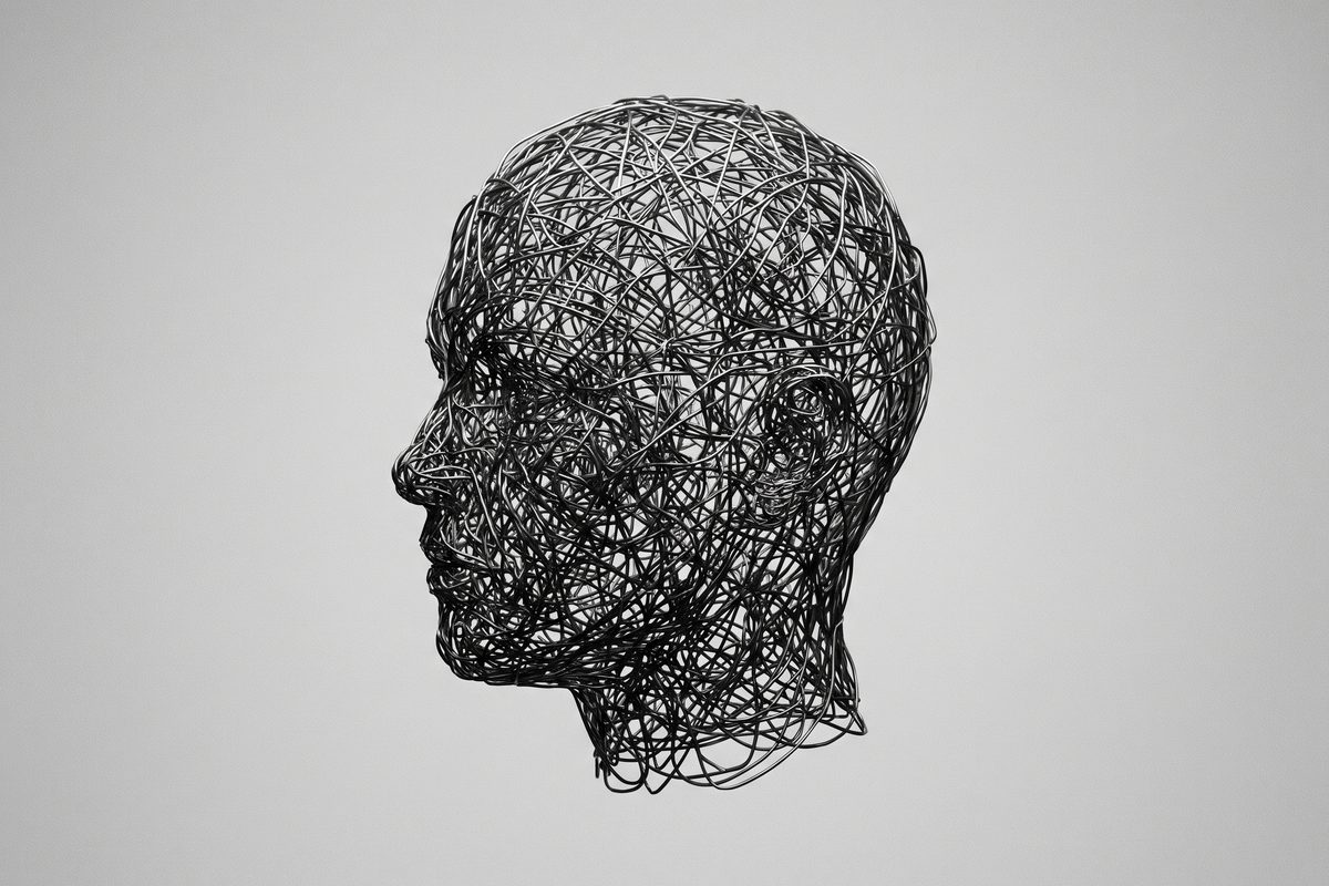 Wire sculpture of a head