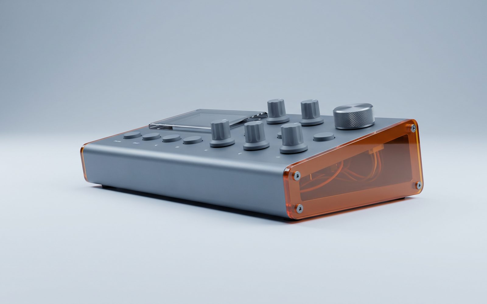 Modular hardware device with an orange side panel
